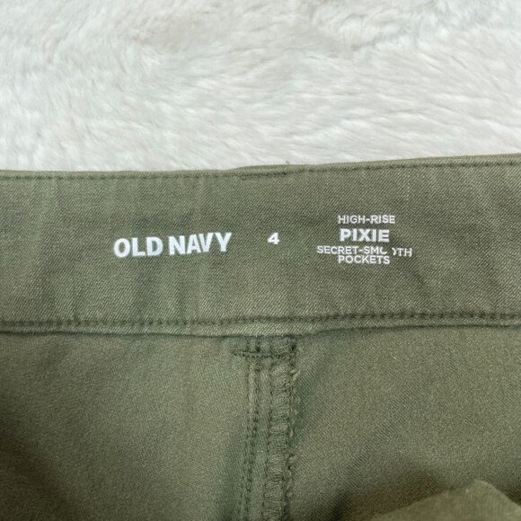 Old Navy Pixie Pants 4 Olive Green High-Rise Skinny Ankle Stretch Cotton Twill - Picture 10 of 11